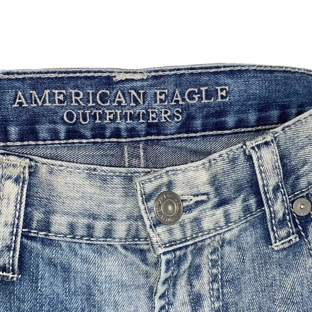 American Eagle Outfitters Acid Wash Straight Leg Denim Jeans Size 34 X 32 - Picture 3 of 8